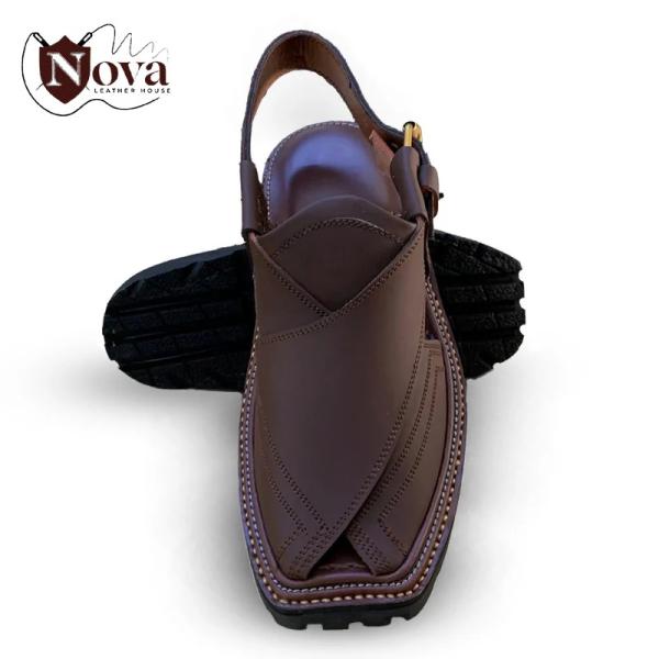 Special Vibram Charsadda Handmade Peshwari Dark Brown Chappal
