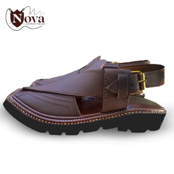 Special Vibram Charsadda Handmade Peshwari Dark Brown Chappal