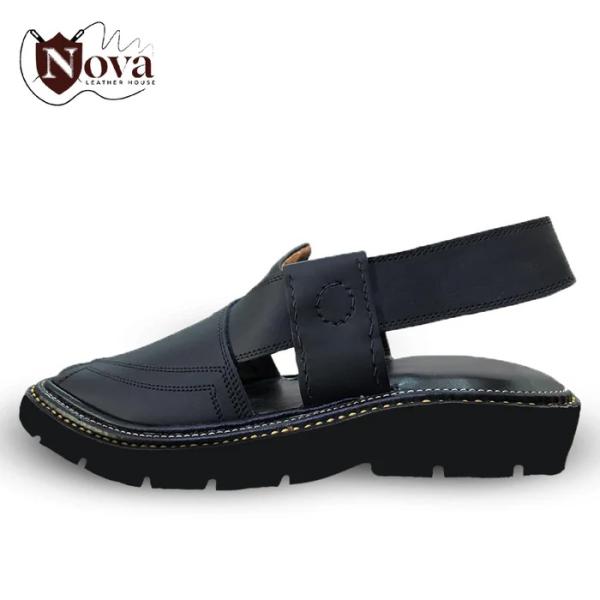 Special Vibram Charsadda Handmade Peshwari Black Chappal